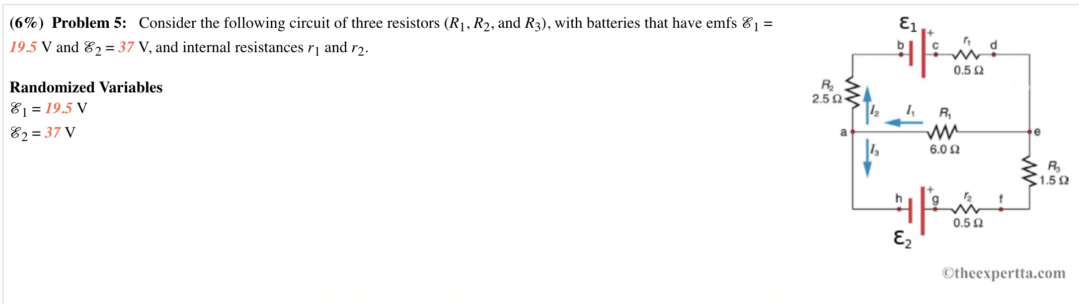 Solved Part (a) Find The Current I1, In Amps. Part (b) | Chegg.com