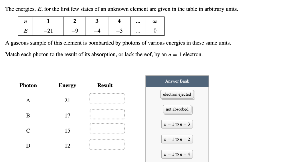 Solved The energies, E, for the first few states of an | Chegg.com