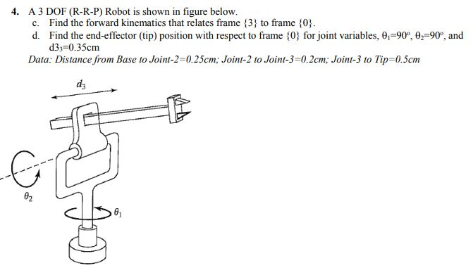 Solved 4. A 3 DOF (R-R-P) Robot is shown in figure below c. | Chegg.com