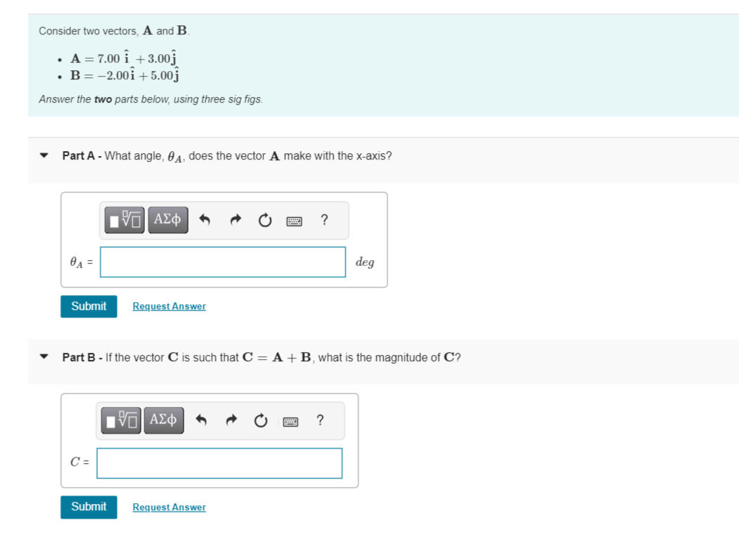 Solved Consider two vectors, A and | Chegg.com