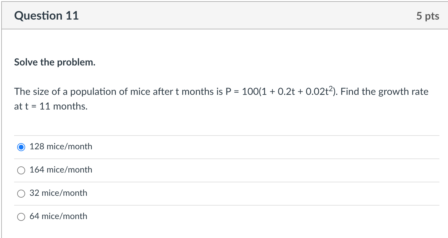 Solved Question 11 5 pts Solve the problem. The size of a | Chegg.com