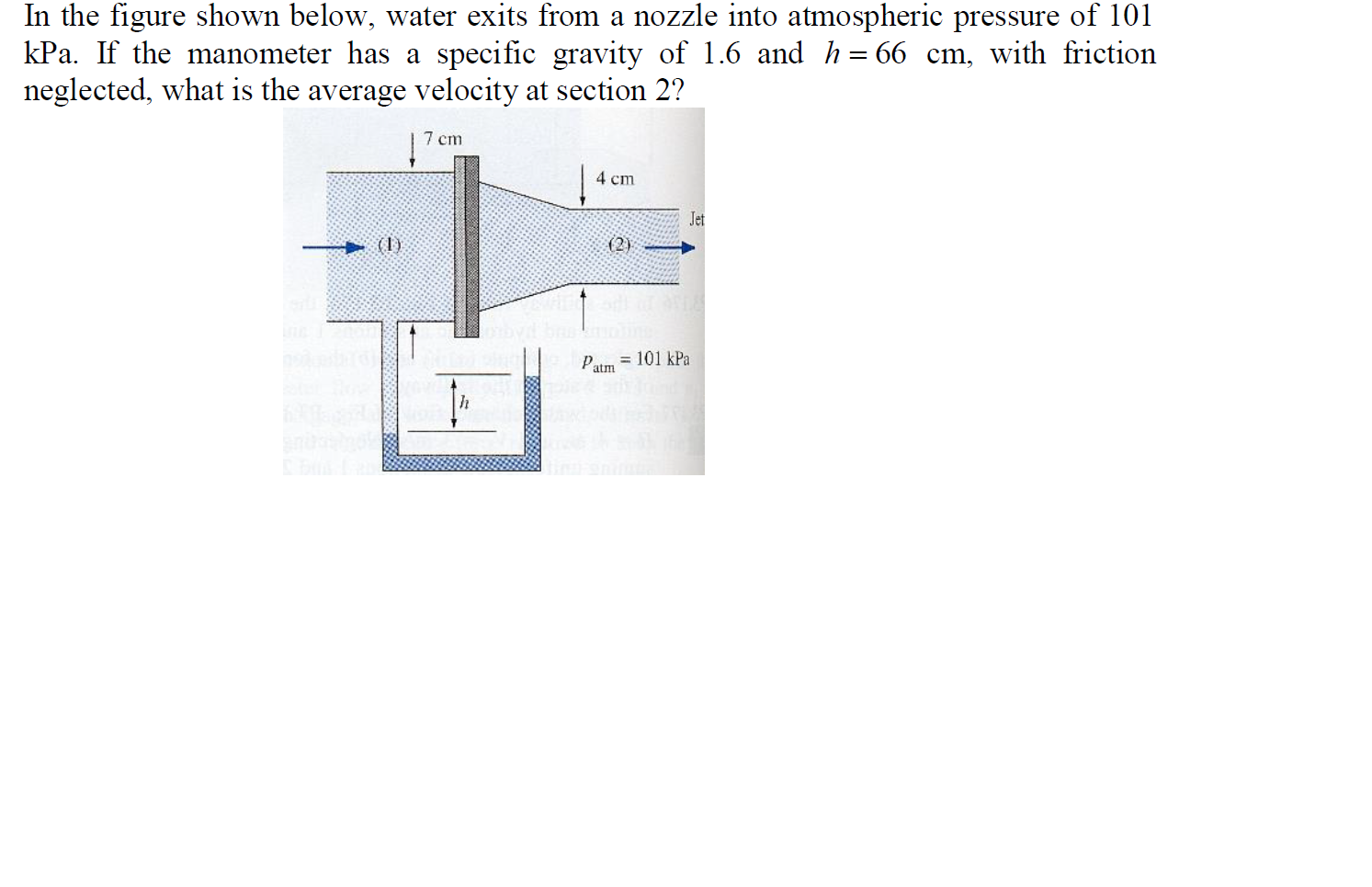 Solved In the figure shown below, water exits from a nozzle | Chegg.com