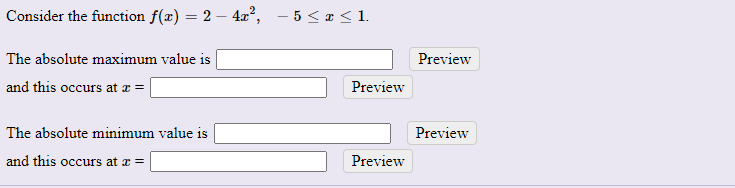 Solved Consider the function f(x) = 2 – 4z, -5