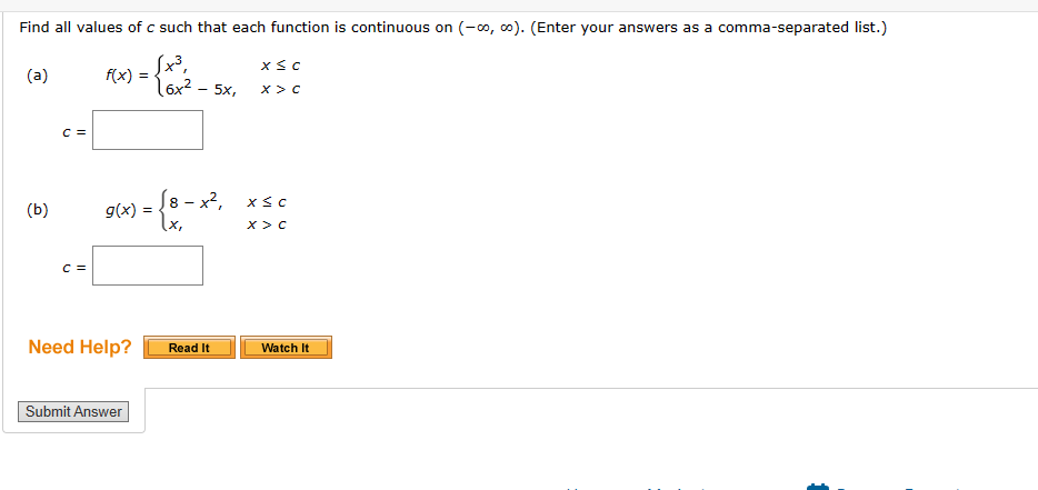 Solved Find all values of c ﻿such that each function is | Chegg.com