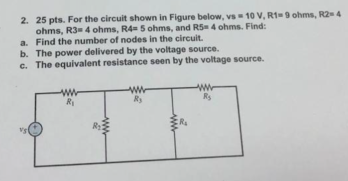 Solved 2. 25 pts. For the circuit shown in Figure below, vs | Chegg.com