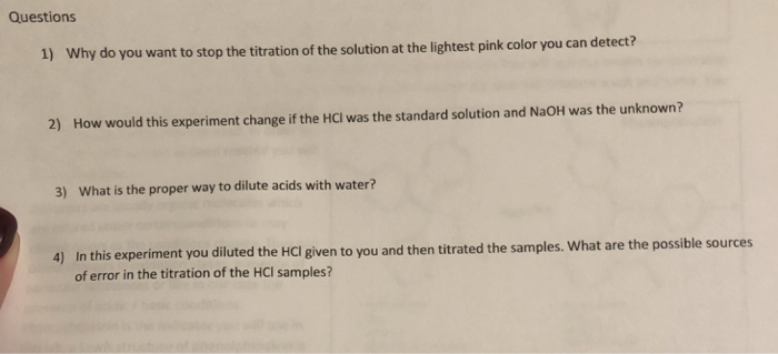 Solved Questions 1) Why do you want to stop the titration of | Chegg.com