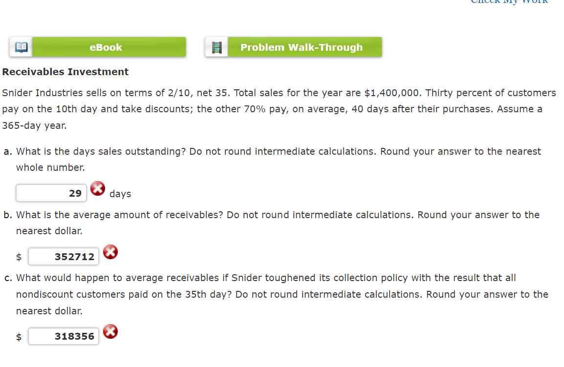 Solved Receivables Investment Snider Industries sells on