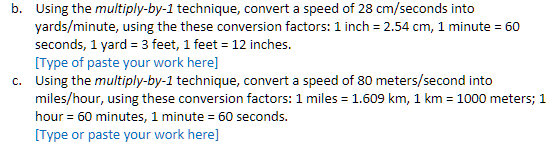 Solved b. Using the multiply-by-1 technique, convert a speed | Chegg.com
