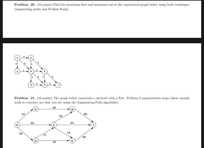 Solved Problem 20. (10 Points) Find The Maximum Flow And | Chegg.com