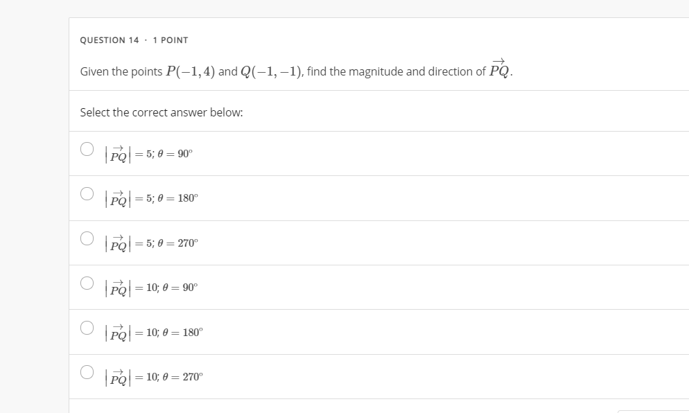 Solved QUESTION 14.1 POINT Given The Points P(-1,4) And | Chegg.com