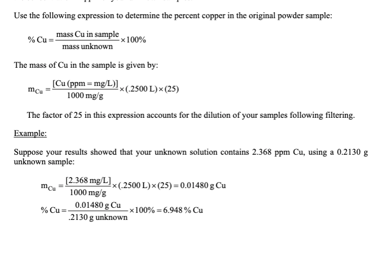 Solved g dried CuSO4⋅5H2O used for stock solution = 0.2203 g | Chegg.com