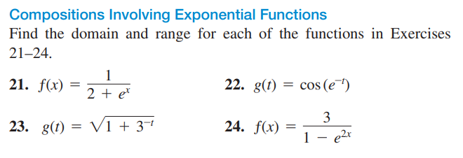 Solved Compositions Involving Exponential Functions Find the | Chegg.com
