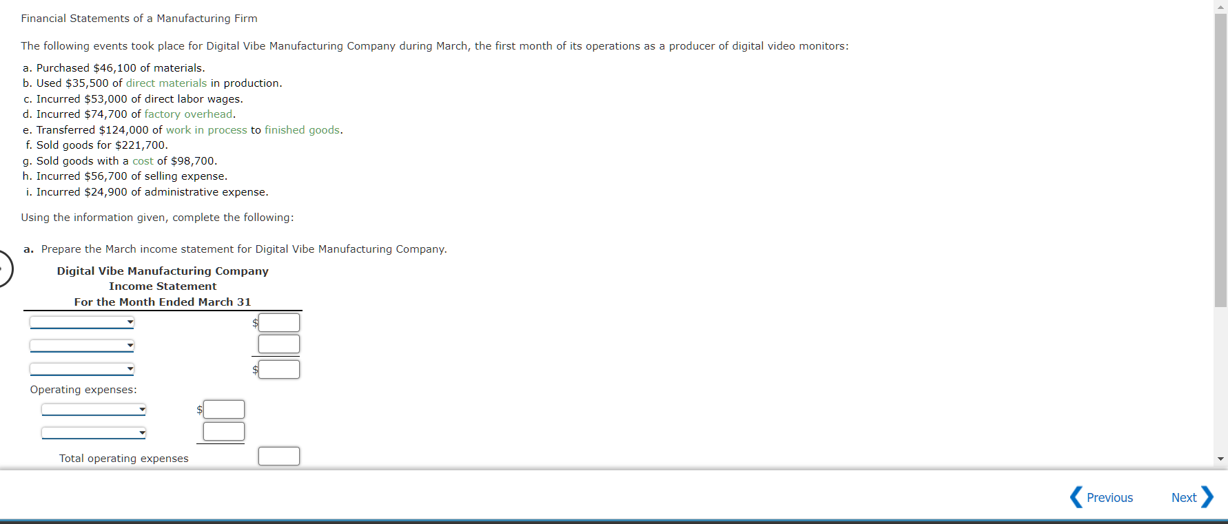Solved Financial Statements of a Manufacturing Firm The | Chegg.com
