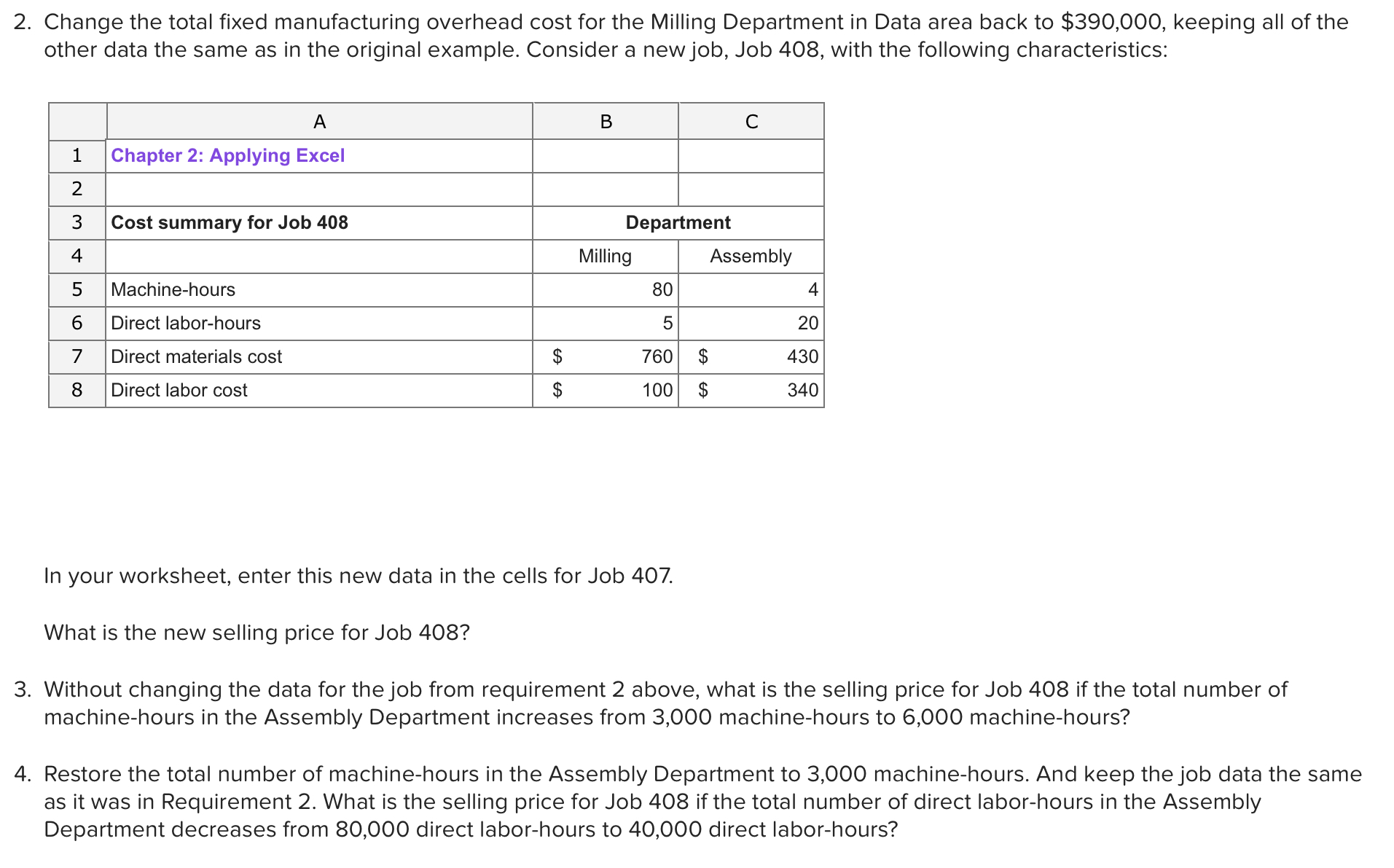 2 Change The Total Fixed Manufacturing Overhead Cost Chegg