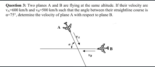 Solved Question 3: Two Planes A And B Are Flying At The Same | Chegg.com