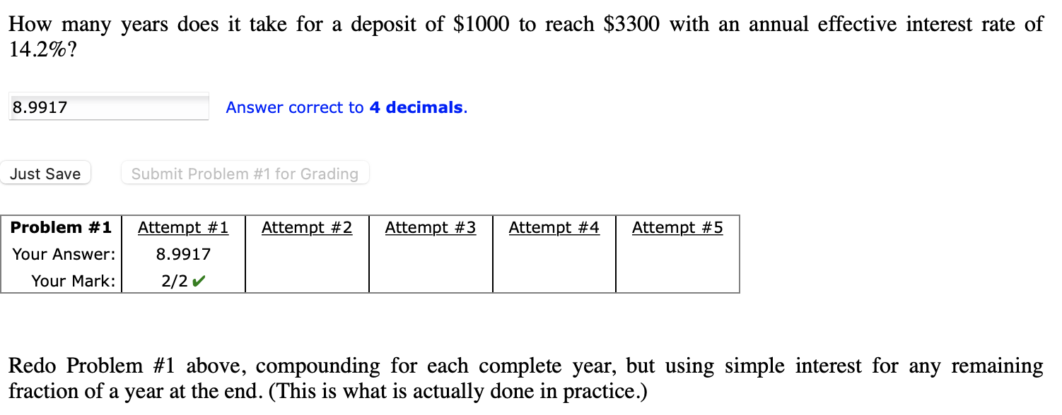 Solved How Many Years Does It Take For A Deposit Of 1000 To Chegg