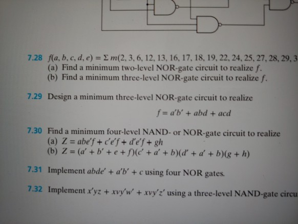 Solved 7.29 2 level and 3 level but not nor, NAND solution | Chegg.com