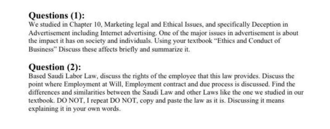 Questions (1): We studied in Chapter 10. Marketing | Chegg.com