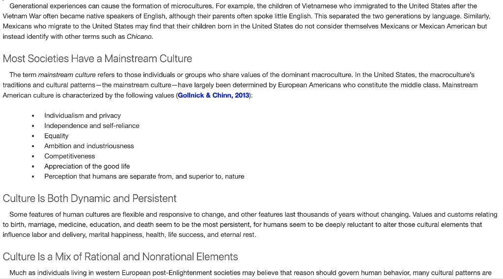 Solved 9 Culture And Cultural Diversity And Their | Chegg.com