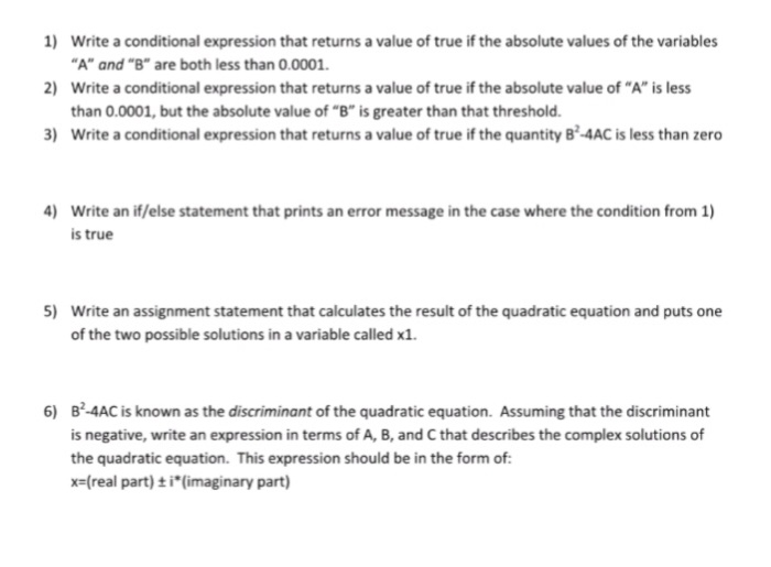 Solved 1) 2) 3) Write a conditional expression that returns | Chegg.com