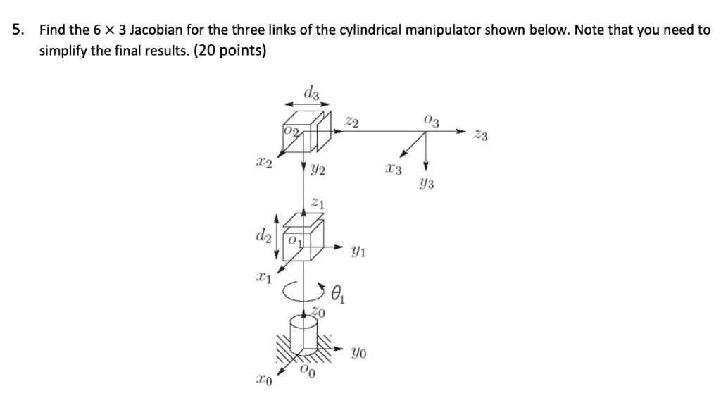 Solved Find the 6 x 3 Jacobian for the three links of the