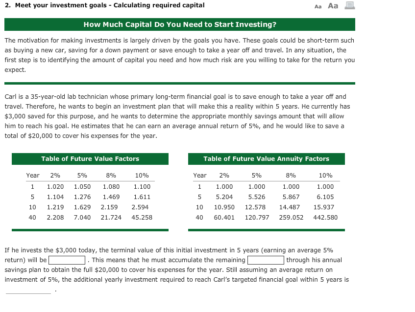 Solved 2. Meet Your Investment Goals - Calculating Required | Chegg.com