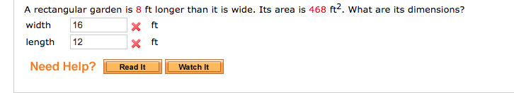 Solved A rectangular garden is 8 ft longer than it is wide. | Chegg.com