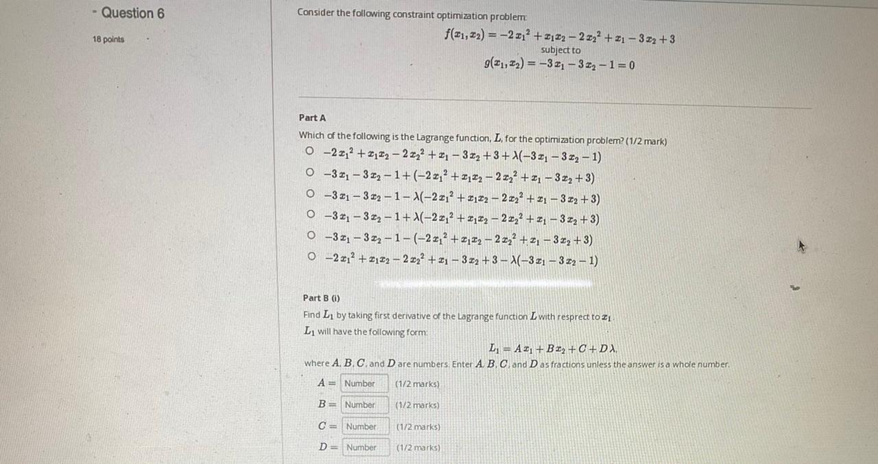Solved - Question 6 18 points Consider the following | Chegg.com
