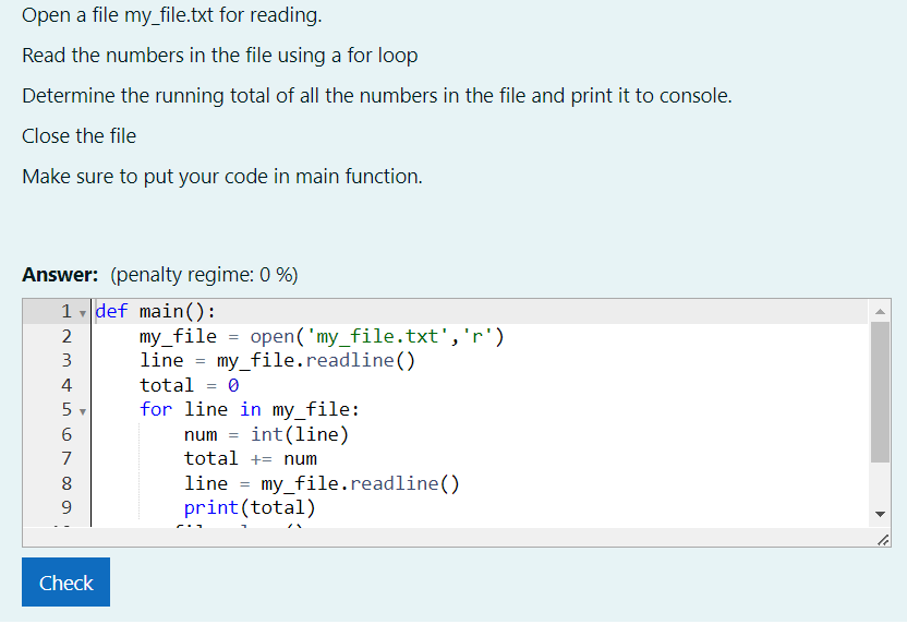 Solved Open a file my_file.txt for reading. Read the numbers | Chegg.com