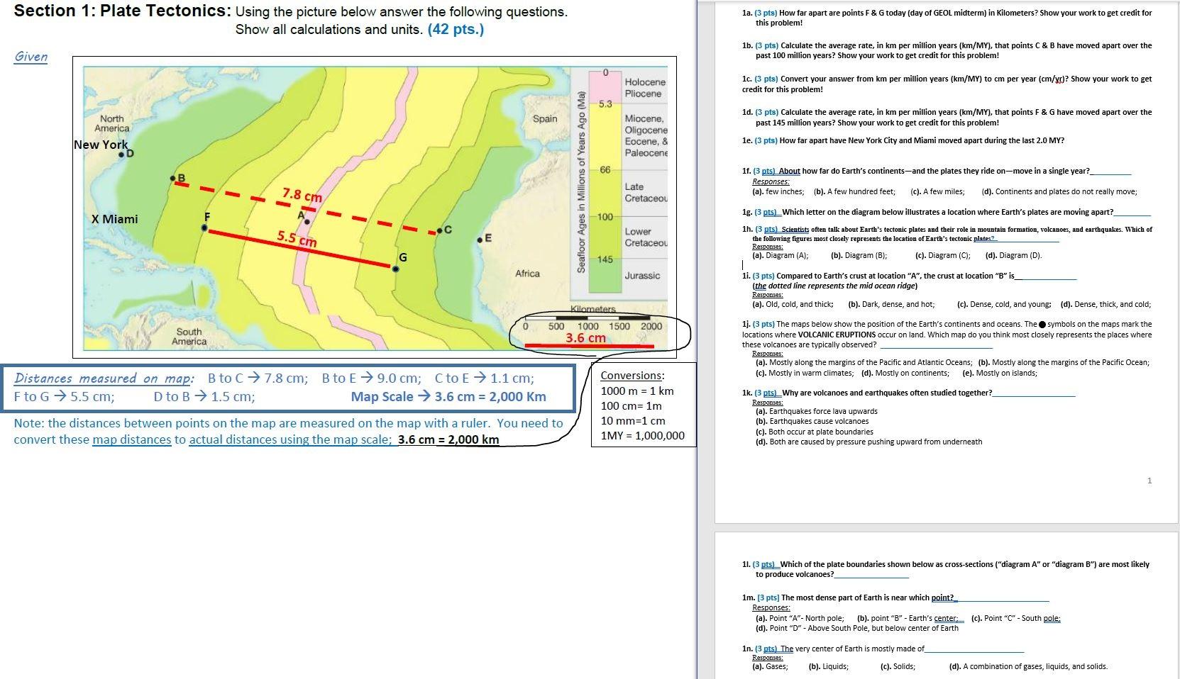 Solved Section 1: Plate Tectonics: Using the picture below | Chegg.com