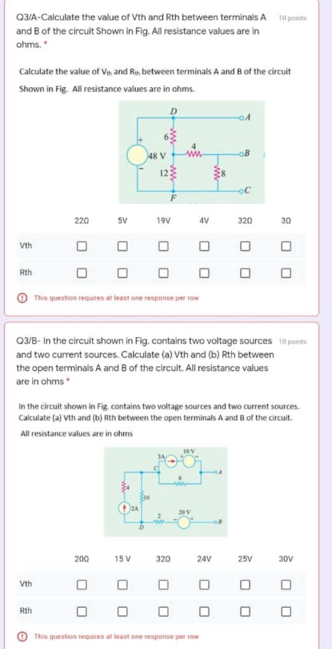 Solved 10 Points Q3/A-Calculate The Value Of Vth And Rth | Chegg.com