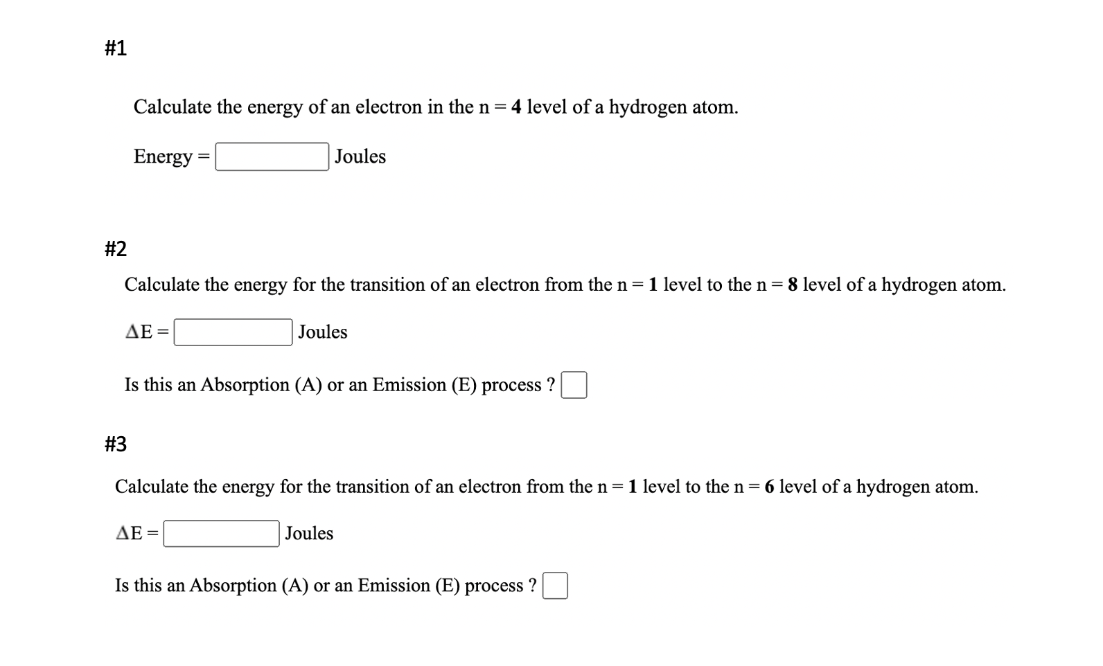 Solved #1 Calculate The Energy Of An Electron In The N=4 | Chegg.com