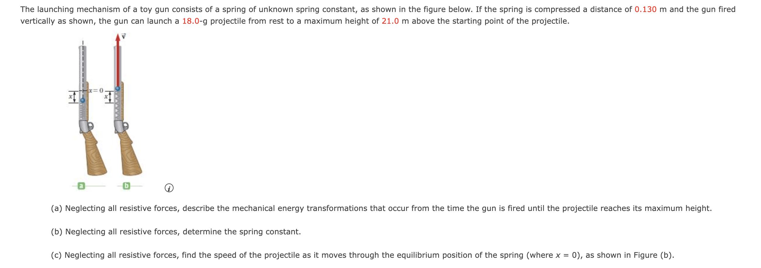 Solved ertically as shown, the gun can launch a 18.0−g | Chegg.com