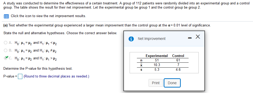 Solved A study was conducted to determine the effectiveness | Chegg.com