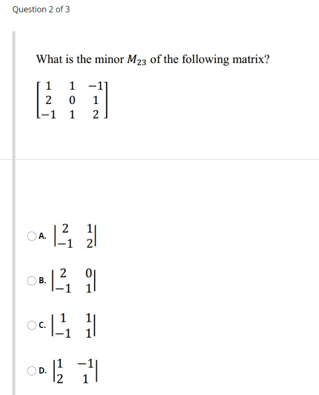 Solved Question 1 of 3 P= 1-3 -1 2 2 4 -1. R = 12 13) = [1] | Chegg.com