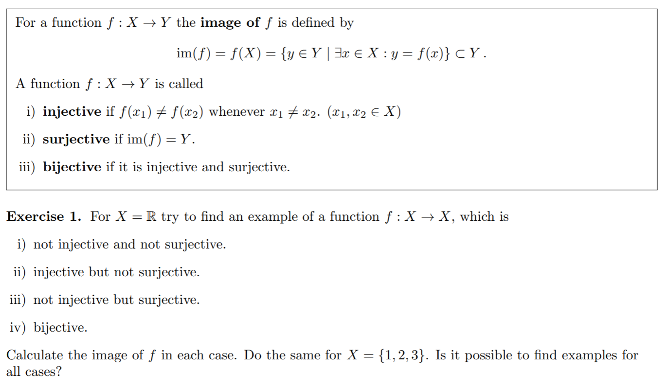 For A Function F X Y The Image Of F Is Defined By Chegg Com