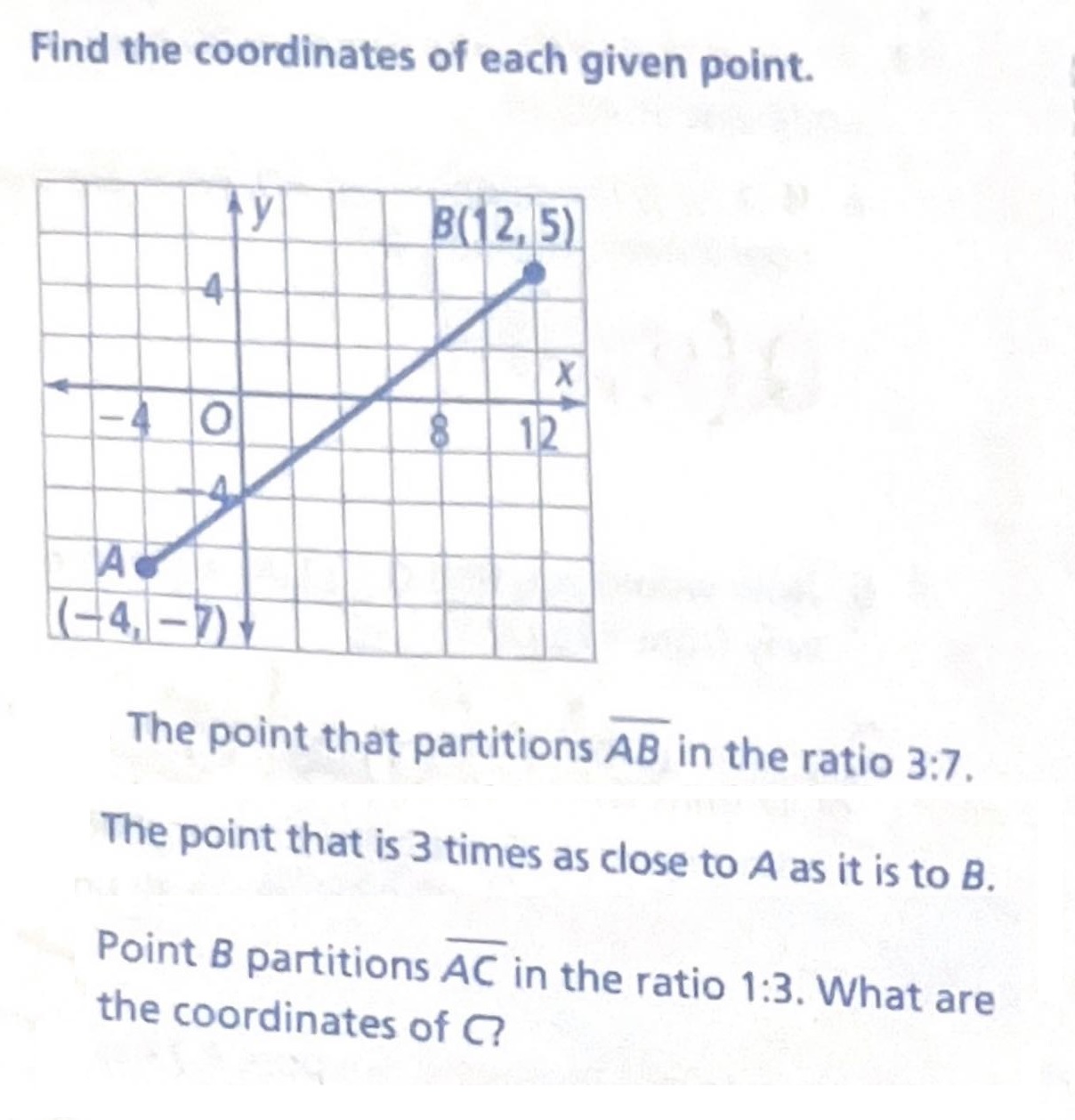 Solved Find The Coordinates Of Each Given Point. The Point | Chegg.com