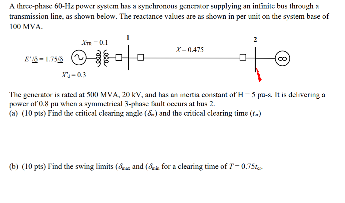 Solved A Three Phase 60 Hz Power System Has A Synchronous 7571