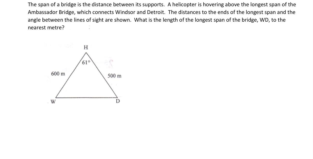 Solved The span of a bridge is the distance between its | Chegg.com