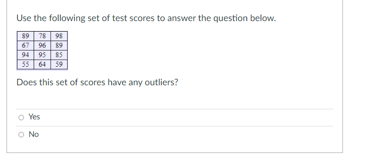 Solved Use the following set of test scores to answer the | Chegg.com