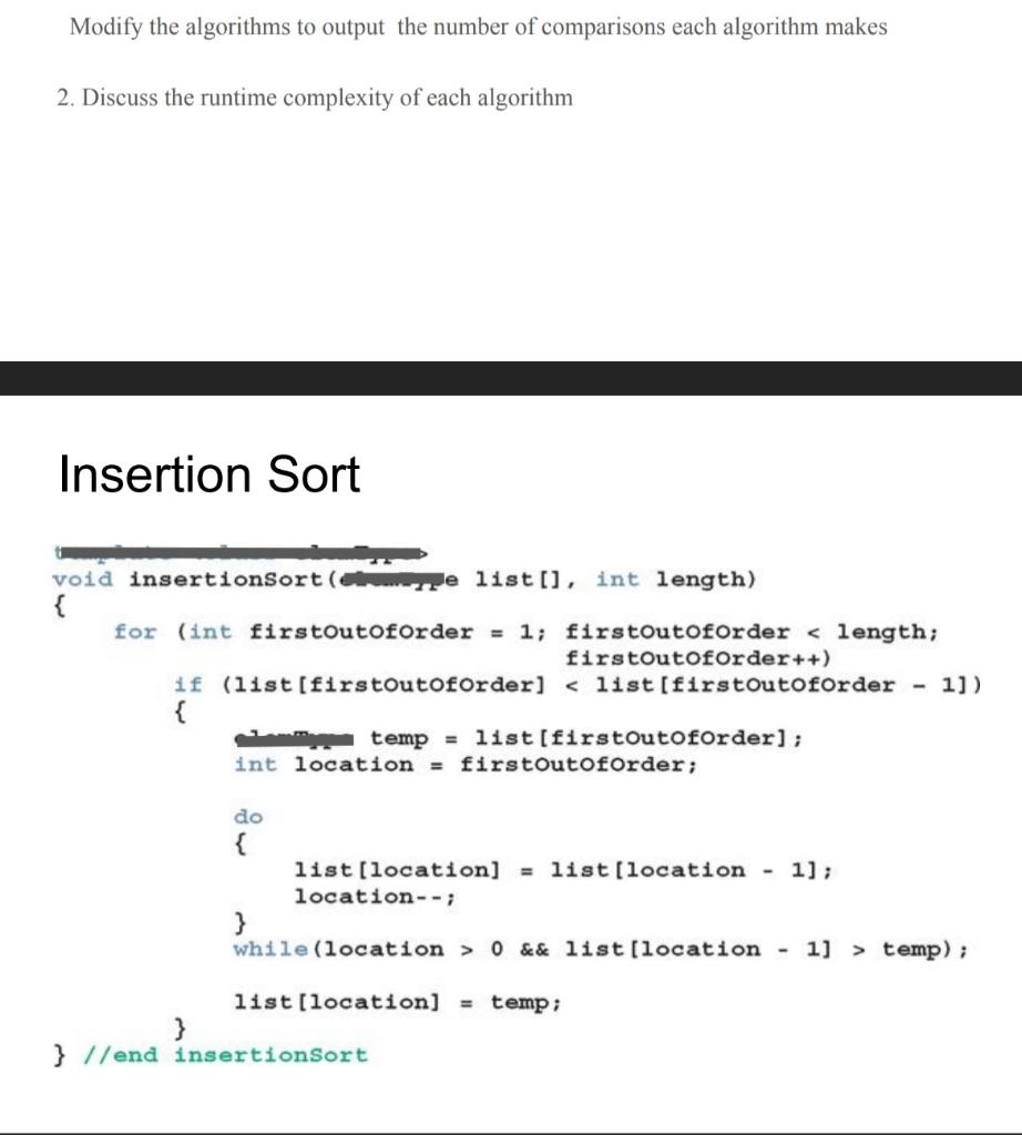 Solved Modify the algorithms to output the number of | Chegg.com