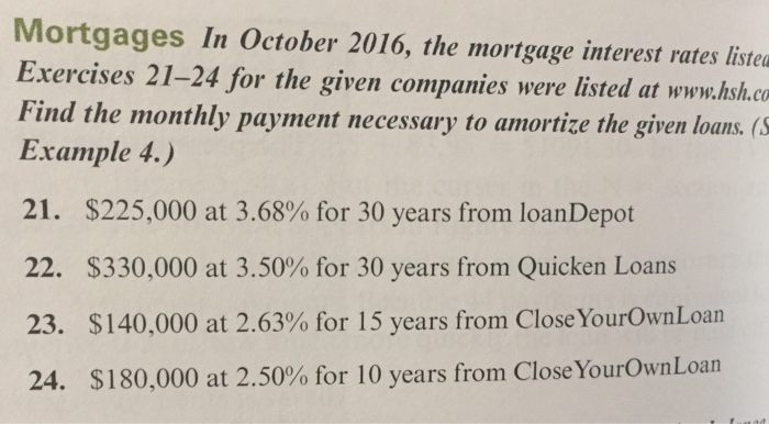 Solved Mortgages In October 2016, The Mortgage Interest | Chegg.com