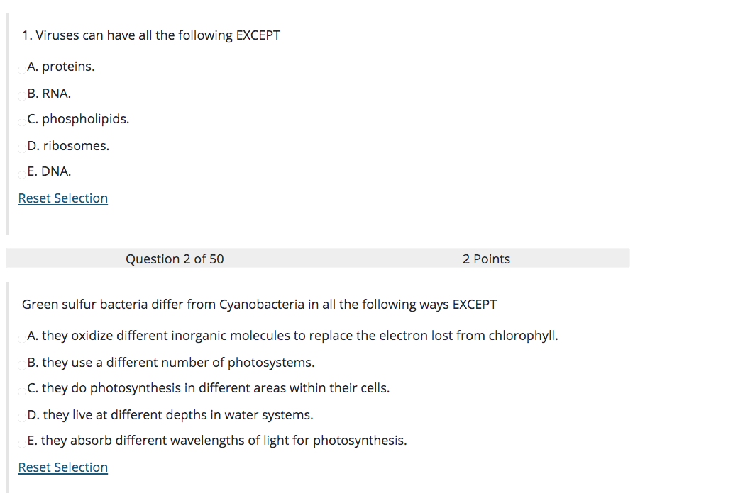 Solved 1 Viruses Can Have All The Following Except A Pr Chegg Com