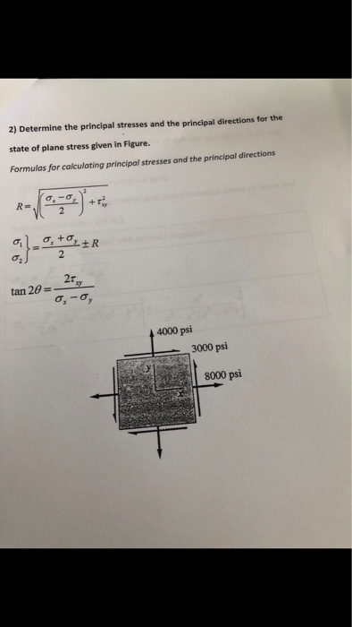 Solved 2) Determine the principal stresses and the principal | Chegg.com