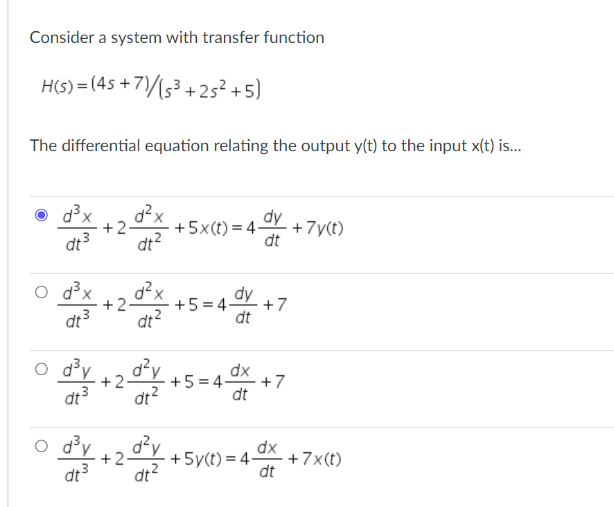 [Solved]: Consider a system with transfer function [ H(s)
