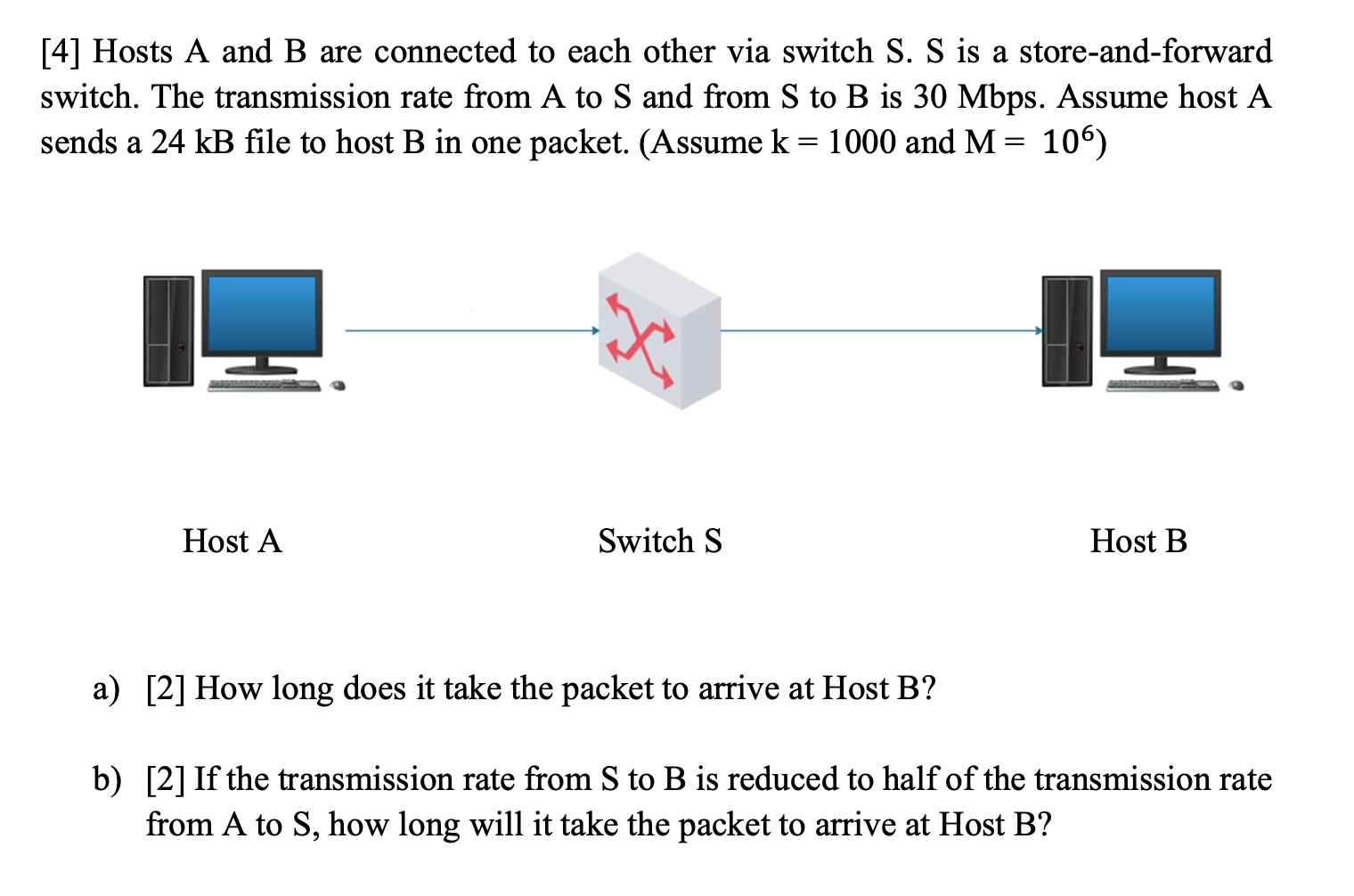 Solved [4] Hosts A And B Are Connected To Each Other Via | Chegg.com