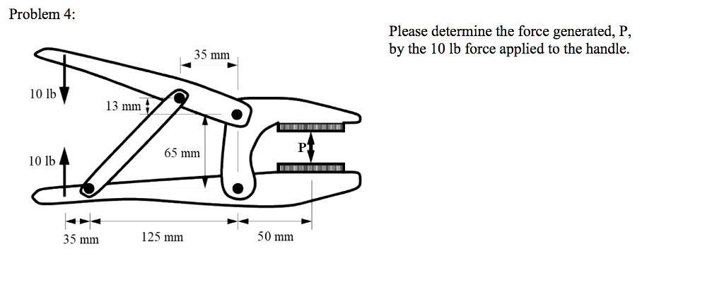 Handle Force Component Solved Problem 4: Please determine the force generated, P, | Chegg.com