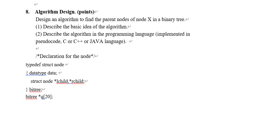 Solved e 8. Algorithm Design. (points)