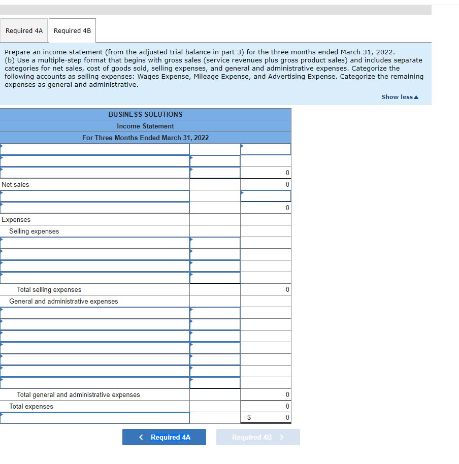 Solved Prepare an statement (from the adjusted trial