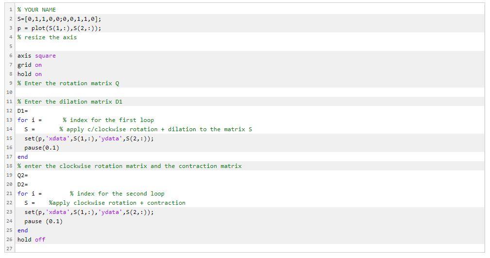 Solved • Rescale the axis by using axis ([-7,7, -7,71) • | Chegg.com